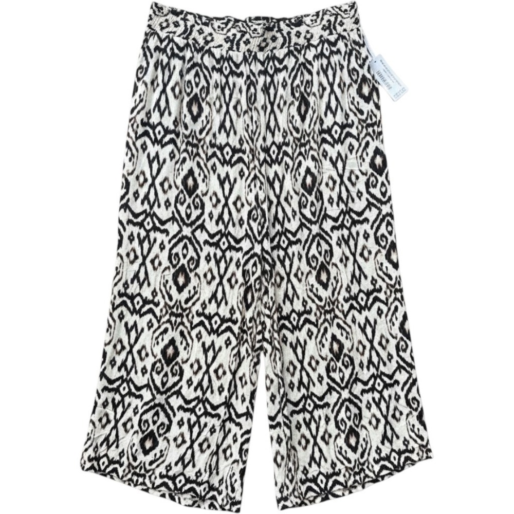 Rose + Olive Womens 2X Ikat Print Wide Leg Palazzo Pants Smocked Waist NWT